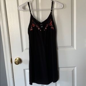 Black shift dress with embroidery